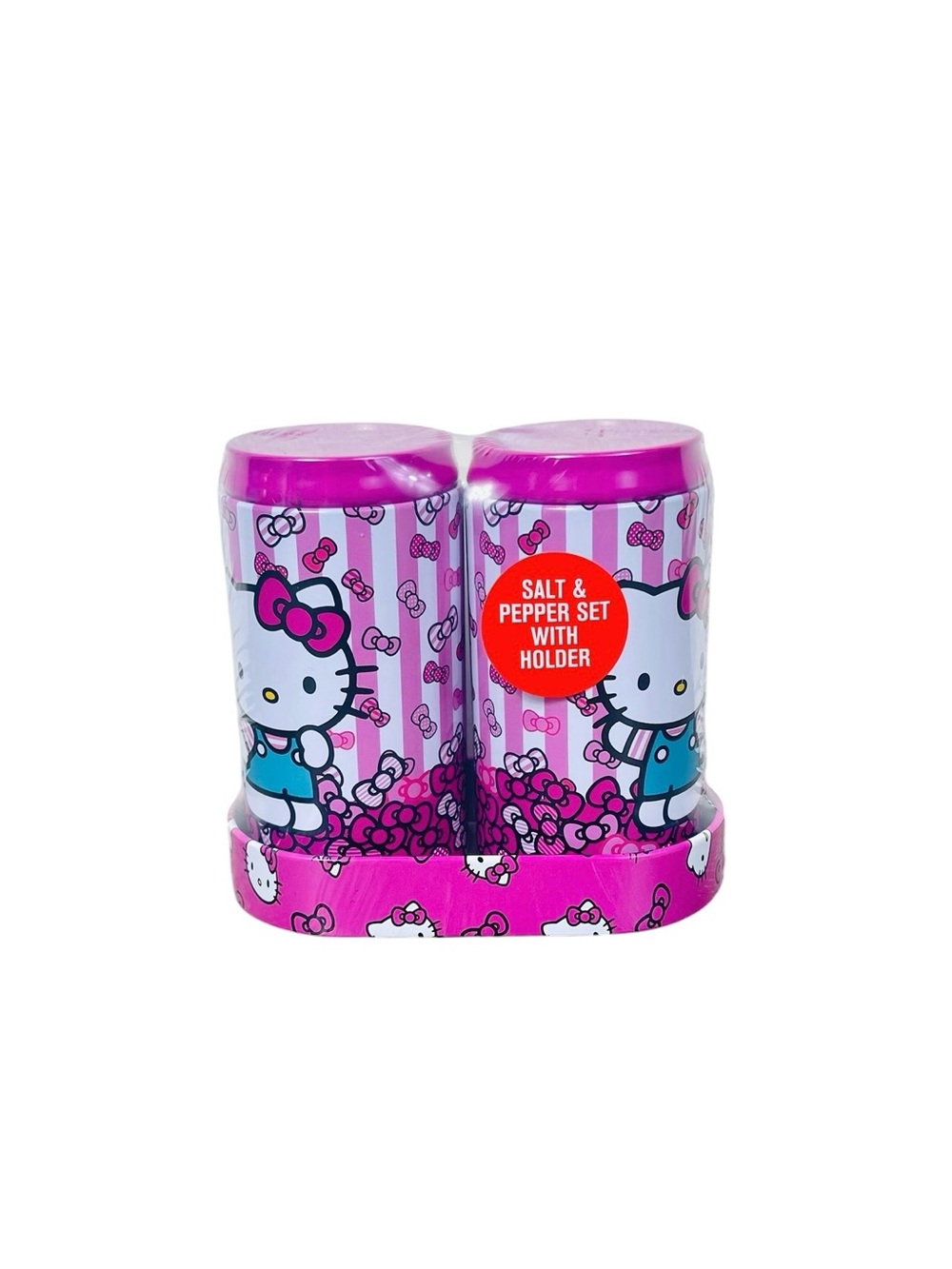 Hello Kitty Pink and White Salt & Pepper Set with Holder